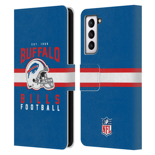 NFL Buffalo Bills Graphics Helmet Typography Leather Book Wallet Case Cover For Samsung Galaxy S21 5G