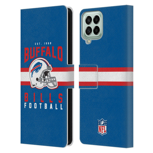 NFL Buffalo Bills Graphics Helmet Typography Leather Book Wallet Case Cover For Samsung Galaxy M33 (2022)