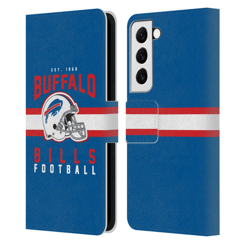 NFL Buffalo Bills Graphics Helmet Typography Leather Book Wallet Case Cover For Samsung Galaxy S22 5G