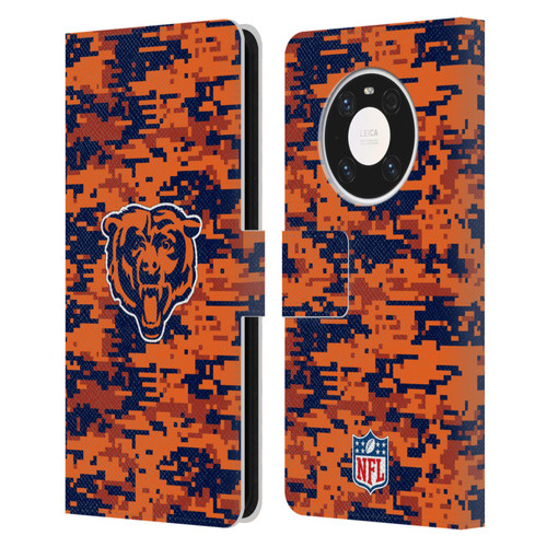 NFL Chicago Bears Graphics Digital Camouflage Leather Book Wallet Case Cover For Huawei Mate 40 Pro 5G