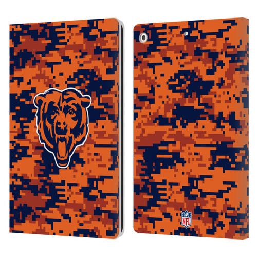 NFL Chicago Bears Graphics Digital Camouflage Leather Book Wallet Case Cover For Apple iPad 10.2 2019/2020/2021