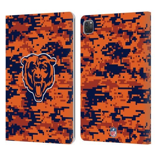 NFL Chicago Bears Graphics Digital Camouflage Leather Book Wallet Case Cover For Apple iPad Pro 11 2020 / 2021 / 2022