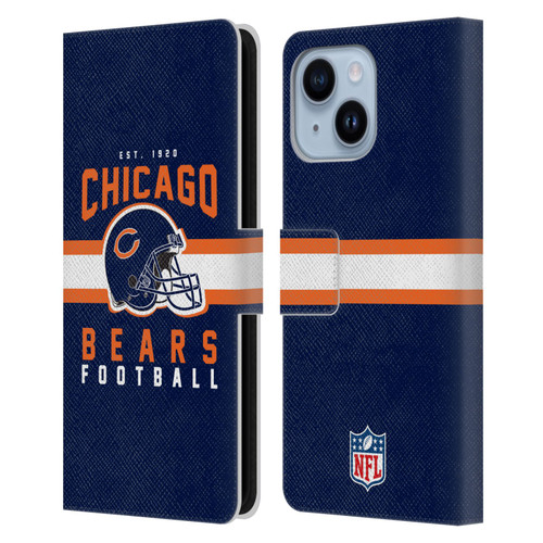 NFL Chicago Bears Graphics Helmet Typography Leather Book Wallet Case Cover For Apple iPhone 14 Plus