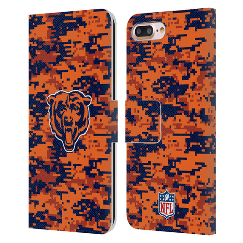 NFL Chicago Bears Graphics Digital Camouflage Leather Book Wallet Case Cover For Apple iPhone 7 Plus / iPhone 8 Plus