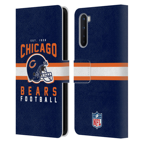 NFL Chicago Bears Graphics Helmet Typography Leather Book Wallet Case Cover For OnePlus Nord 5G