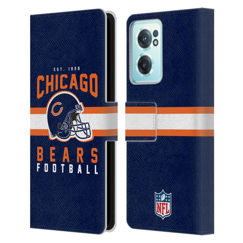 NFL Chicago Bears Graphics Helmet Typography Leather Book Wallet Case Cover For OnePlus Nord CE 2 5G