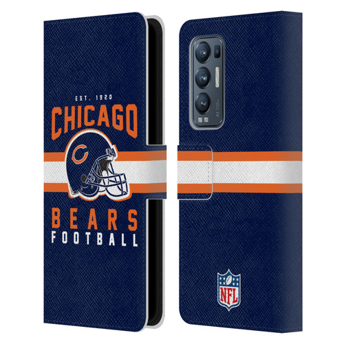 NFL Chicago Bears Graphics Helmet Typography Leather Book Wallet Case Cover For OPPO Find X3 Neo / Reno5 Pro+ 5G
