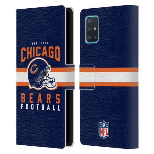 NFL Chicago Bears Graphics Helmet Typography Leather Book Wallet Case Cover For Samsung Galaxy A51 (2019)
