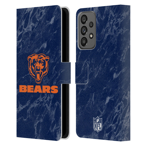 NFL Chicago Bears Graphics Coloured Marble Leather Book Wallet Case Cover For Samsung Galaxy A73 5G (2022)