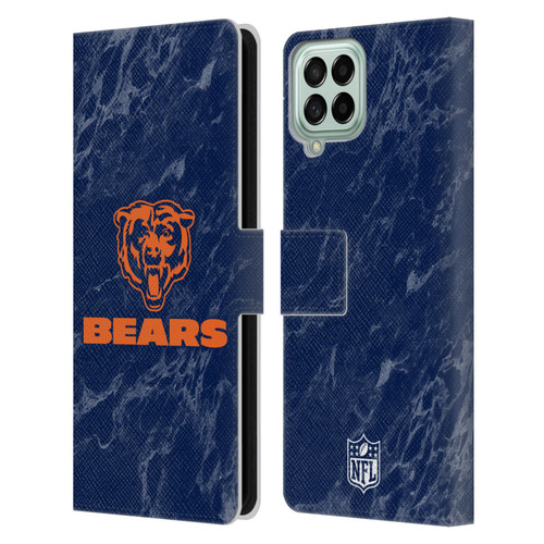NFL Chicago Bears Graphics Coloured Marble Leather Book Wallet Case Cover For Samsung Galaxy M53 (2022)
