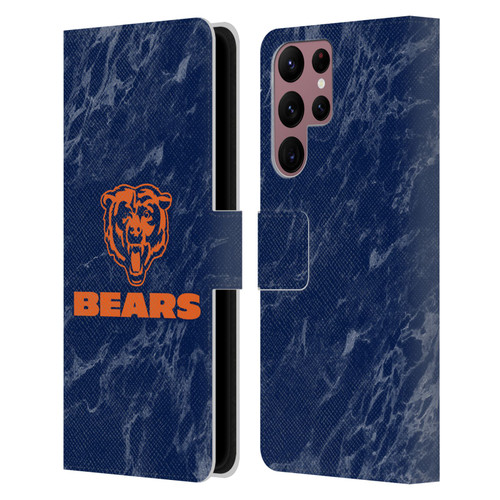 NFL Chicago Bears Graphics Coloured Marble Leather Book Wallet Case Cover For Samsung Galaxy S22 Ultra 5G