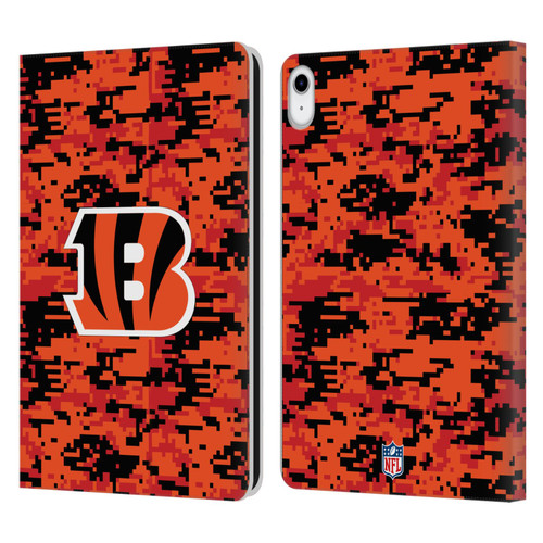 NFL Cincinnati Bengals Graphics Digital Camouflage Leather Book Wallet Case Cover For Apple iPad 10.9 2022/2025