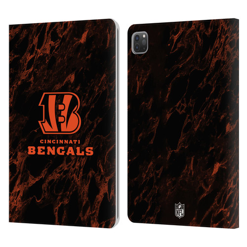 NFL Cincinnati Bengals Graphics Coloured Marble Leather Book Wallet Case Cover For Apple iPad Pro 11 2020 / 2021 / 2022
