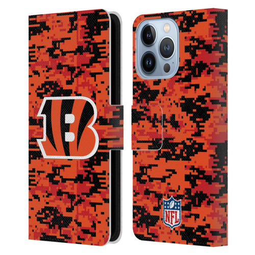 NFL Cincinnati Bengals Graphics Digital Camouflage Leather Book Wallet Case Cover For Apple iPhone 13 Pro