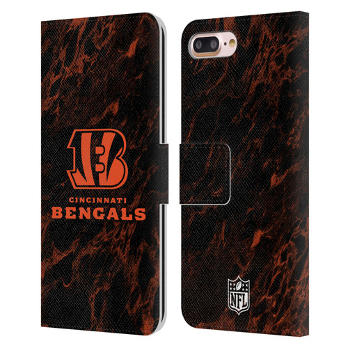 NFL Cincinnati Bengals Graphics Coloured Marble Leather Book Wallet Case Cover For Apple iPhone 7 Plus / iPhone 8 Plus