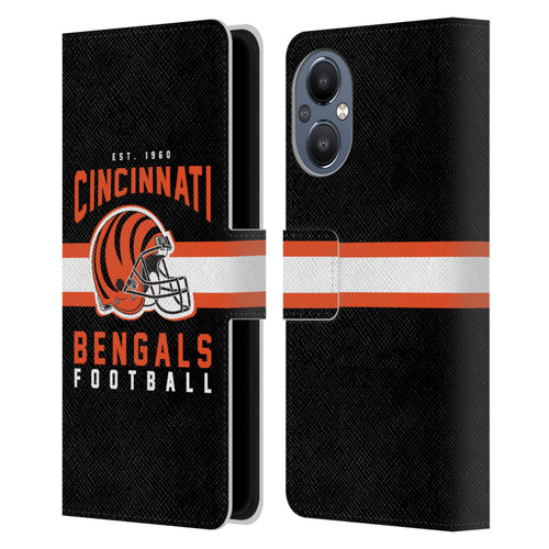 NFL Cincinnati Bengals Graphics Helmet Typography Leather Book Wallet Case Cover For OnePlus Nord N20 5G
