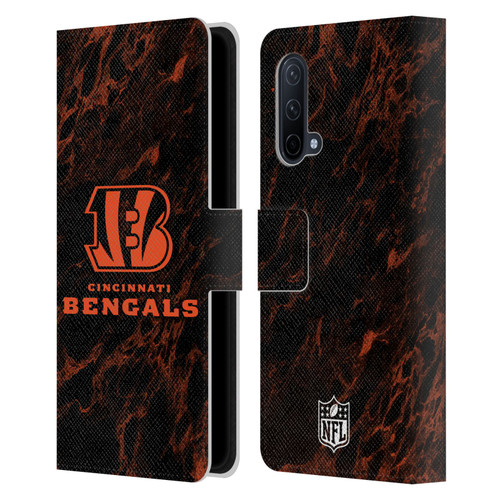 NFL Cincinnati Bengals Graphics Coloured Marble Leather Book Wallet Case Cover For OnePlus Nord CE 5G