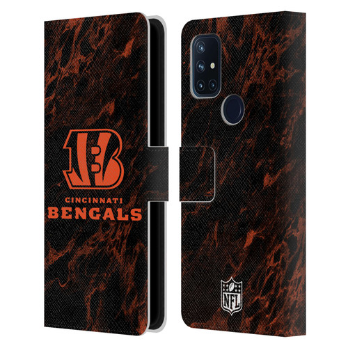NFL Cincinnati Bengals Graphics Coloured Marble Leather Book Wallet Case Cover For OnePlus Nord N10 5G