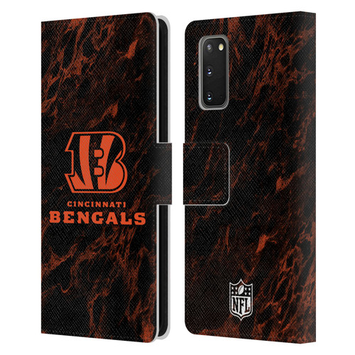 NFL Cincinnati Bengals Graphics Coloured Marble Leather Book Wallet Case Cover For Samsung Galaxy S20 / S20 5G