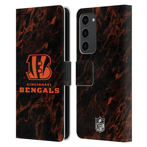 NFL Cincinnati Bengals Graphics Coloured Marble Leather Book Wallet Case Cover For Samsung Galaxy S23+ 5G