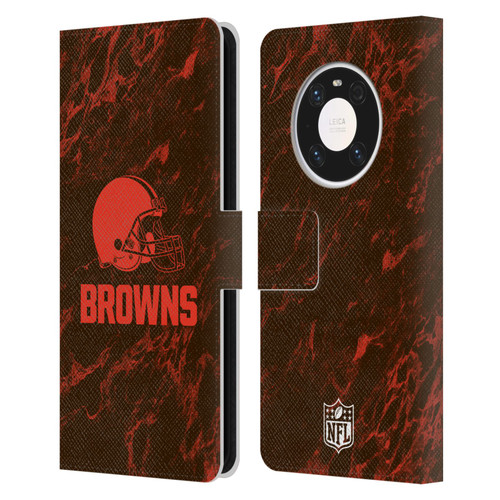 NFL Cleveland Browns Graphics Coloured Marble Leather Book Wallet Case Cover For Huawei Mate 40 Pro 5G
