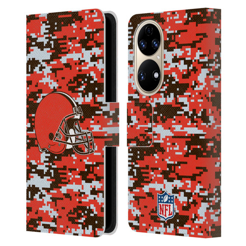 NFL Cleveland Browns Graphics Digital Camouflage Leather Book Wallet Case Cover For Huawei P50