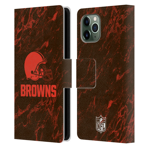 NFL Cleveland Browns Graphics Coloured Marble Leather Book Wallet Case Cover For Apple iPhone 11 Pro