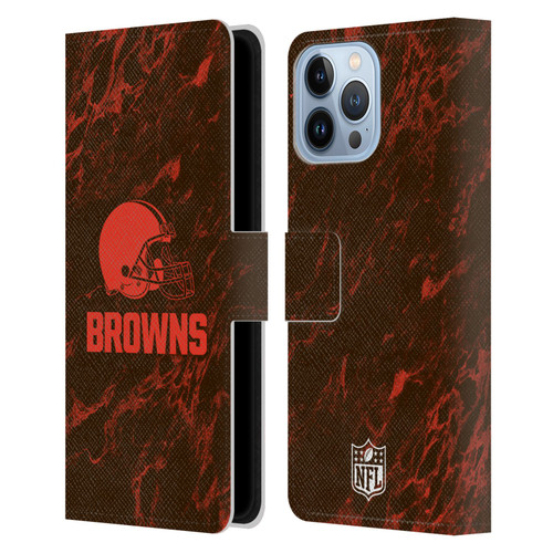 NFL Cleveland Browns Graphics Coloured Marble Leather Book Wallet Case Cover For Apple iPhone 13 Pro Max