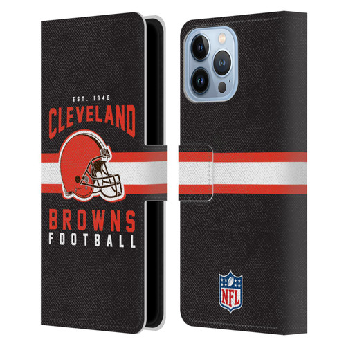 NFL Cleveland Browns Graphics Helmet Typography Leather Book Wallet Case Cover For Apple iPhone 13 Pro Max