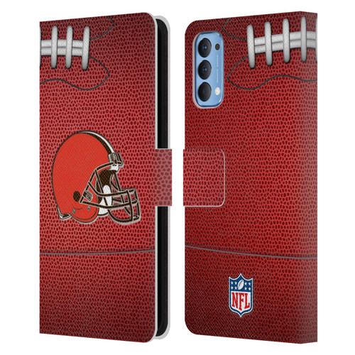 NFL Cleveland Browns Graphics Football Leather Book Wallet Case Cover For OPPO Reno 4 5G