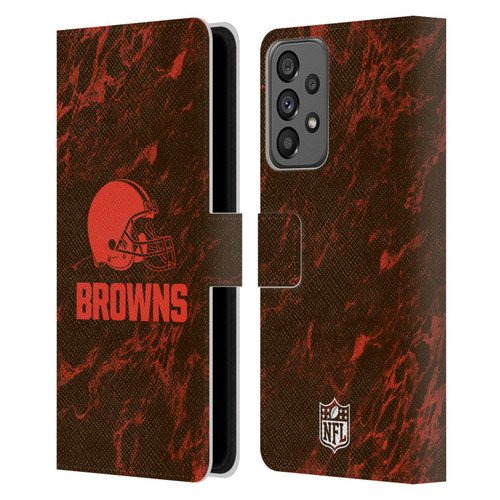 NFL Cleveland Browns Graphics Coloured Marble Leather Book Wallet Case Cover For Samsung Galaxy A73 5G (2022)