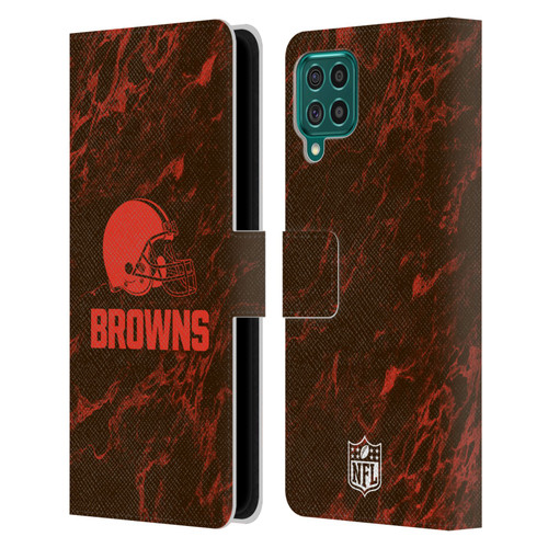 NFL Cleveland Browns Graphics Coloured Marble Leather Book Wallet Case Cover For Samsung Galaxy F62 (2021)