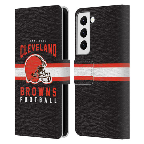 NFL Cleveland Browns Graphics Helmet Typography Leather Book Wallet Case Cover For Samsung Galaxy S22 5G
