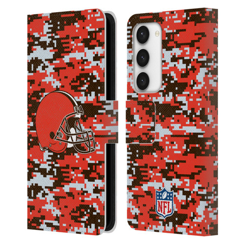 NFL Cleveland Browns Graphics Digital Camouflage Leather Book Wallet Case Cover For Samsung Galaxy S23 5G