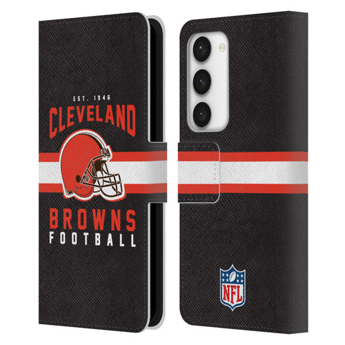 NFL Cleveland Browns Graphics Helmet Typography Leather Book Wallet Case Cover For Samsung Galaxy S23 5G