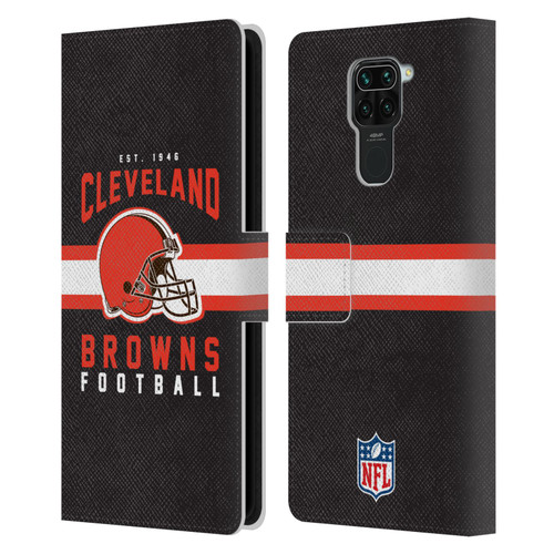 NFL Cleveland Browns Graphics Helmet Typography Leather Book Wallet Case Cover For Xiaomi Redmi Note 9 / Redmi 10X 4G
