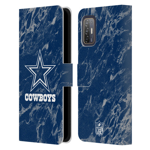 NFL Dallas Cowboys Graphics Coloured Marble Leather Book Wallet Case Cover For HTC Desire 21 Pro 5G