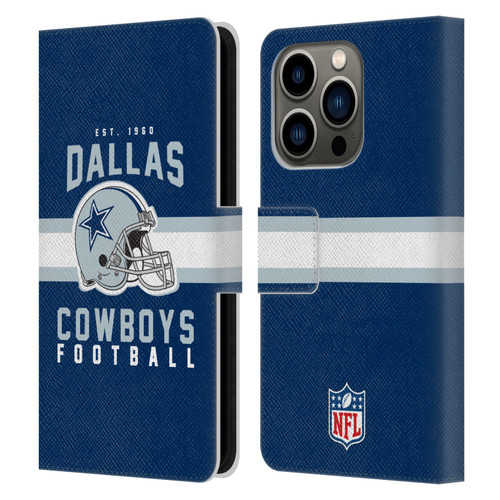 NFL Dallas Cowboys Graphics Helmet Typography Leather Book Wallet Case Cover For Apple iPhone 14 Pro