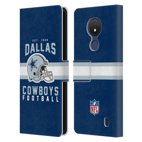 NFL Dallas Cowboys Graphics Helmet Typography Leather Book Wallet Case Cover For Nokia C21