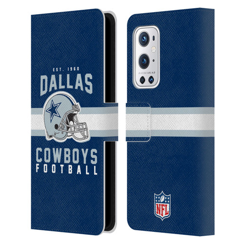 NFL Dallas Cowboys Graphics Helmet Typography Leather Book Wallet Case Cover For OnePlus 9 Pro
