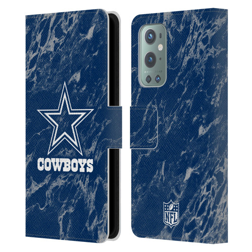 NFL Dallas Cowboys Graphics Coloured Marble Leather Book Wallet Case Cover For OnePlus 9
