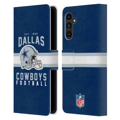 NFL Dallas Cowboys Graphics Helmet Typography Leather Book Wallet Case Cover For Samsung Galaxy A13 5G (2021)