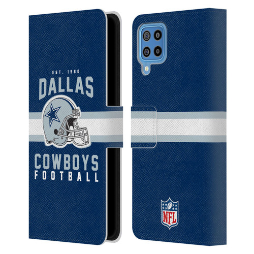 NFL Dallas Cowboys Graphics Helmet Typography Leather Book Wallet Case Cover For Samsung Galaxy F22 (2021)
