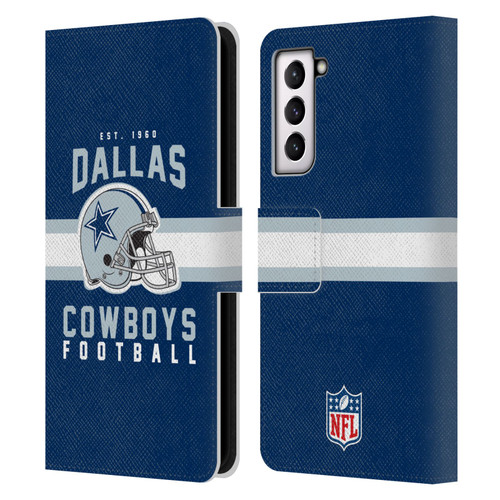 NFL Dallas Cowboys Graphics Helmet Typography Leather Book Wallet Case Cover For Samsung Galaxy S21 5G