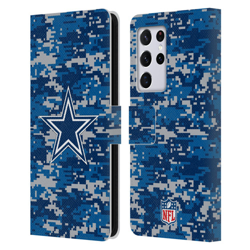 NFL Dallas Cowboys Graphics Digital Camouflage Leather Book Wallet Case Cover For Samsung Galaxy S21 Ultra 5G