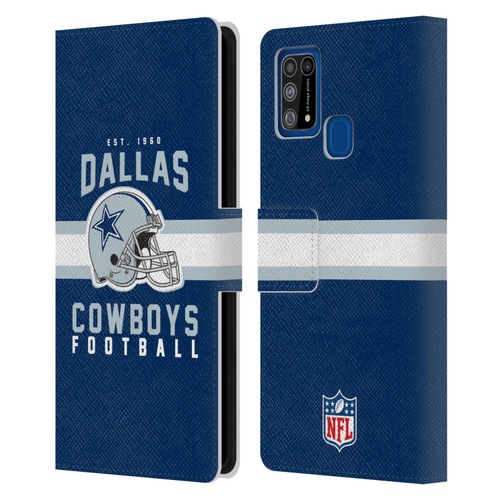 NFL Dallas Cowboys Graphics Helmet Typography Leather Book Wallet Case Cover For Samsung Galaxy M31 (2020)