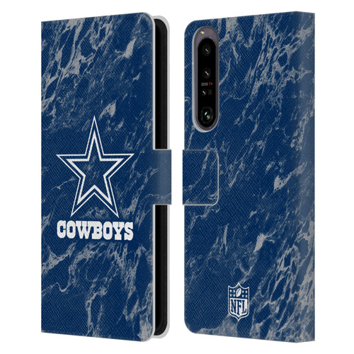 NFL Dallas Cowboys Graphics Coloured Marble Leather Book Wallet Case Cover For Sony Xperia 1 IV