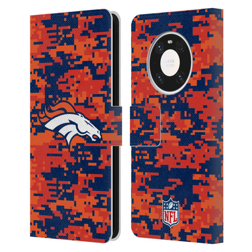 NFL Denver Broncos Graphics Digital Camouflage Leather Book Wallet Case Cover For Huawei Mate 40 Pro 5G