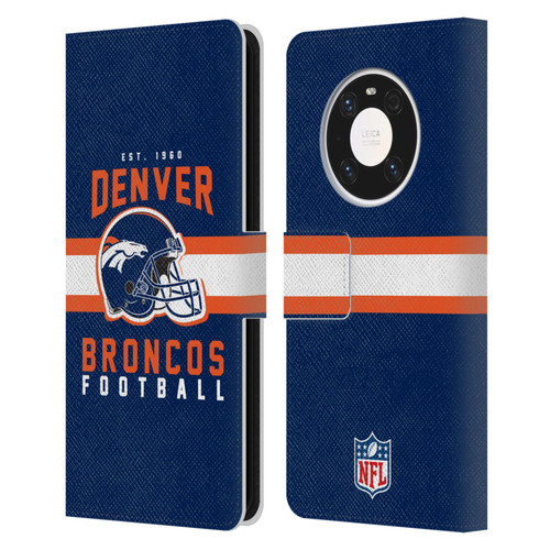 NFL Denver Broncos Graphics Helmet Typography Leather Book Wallet Case Cover For Huawei Mate 40 Pro 5G