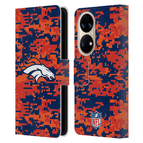 NFL Denver Broncos Graphics Digital Camouflage Leather Book Wallet Case Cover For Huawei P50